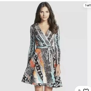 DIANE VON FURSTENBERG Amelia Wrap Dress, Sz 0 Bold Multi Python Printed $485